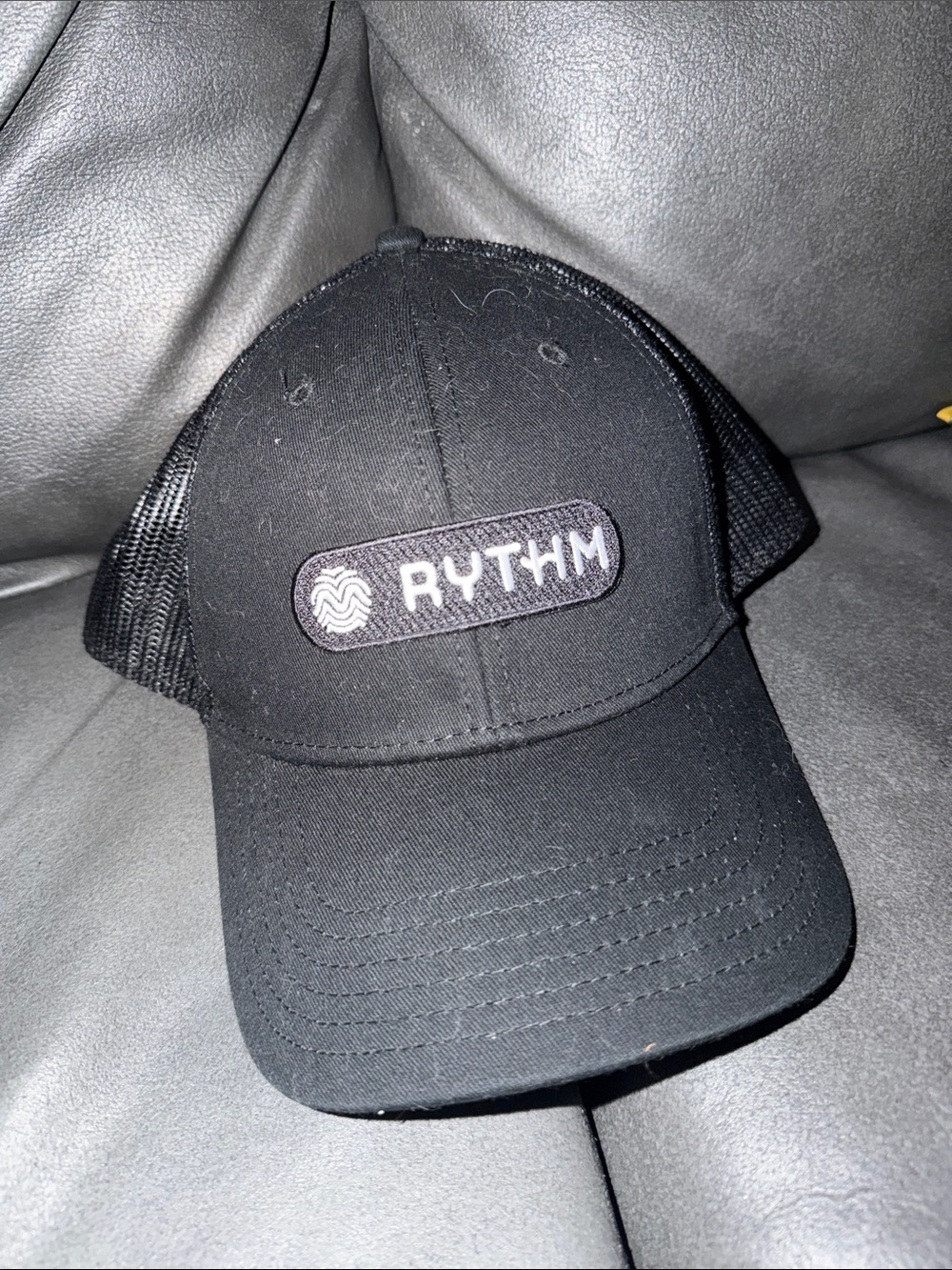 Rhythm Black Mesh Trucker Hat with Logo Patch